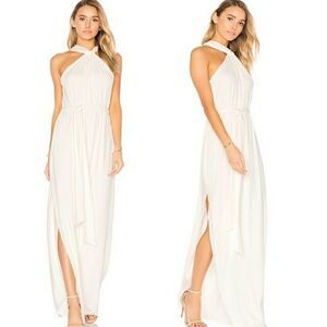 White Halston Heritage Flowy Grecian Style Dress - XS